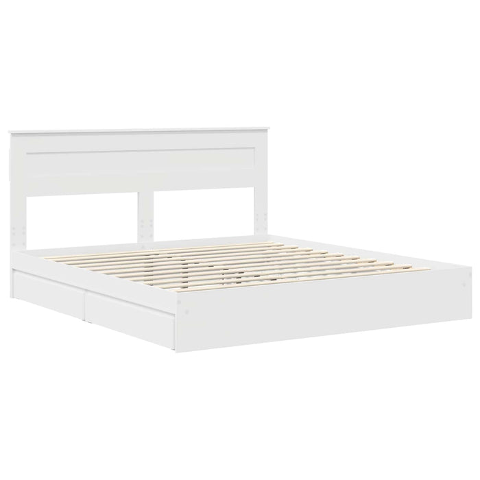 Pat cu storage cu headboard Alb 180 x 200 cm Lemn compozit - WALTI WALTI