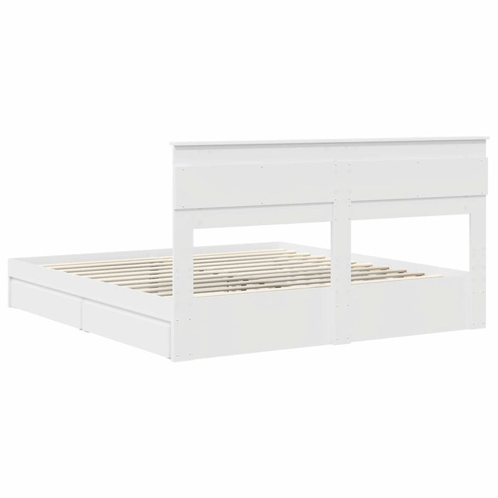 Pat cu storage cu headboard Alb 180 x 200 cm Lemn compozit - WALTI WALTI