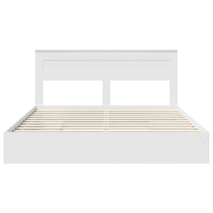Pat cu storage cu headboard Alb 180 x 200 cm Lemn compozit - WALTI WALTI