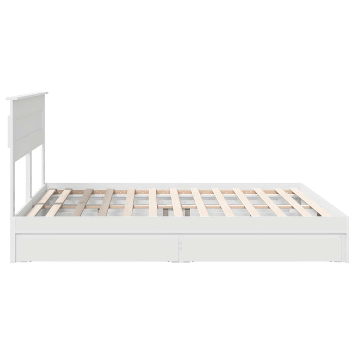 Pat cu storage cu headboard Alb 180 x 200 cm Lemn compozit - WALTI WALTI