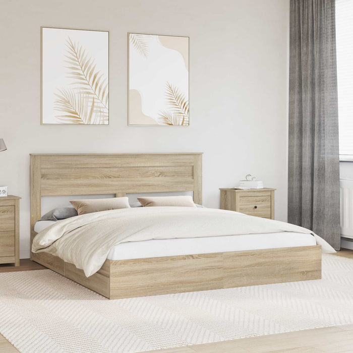 Pat cu storage Stejar Sonoma 180 x 200 cm Lemn compozit - WALTI WALTI