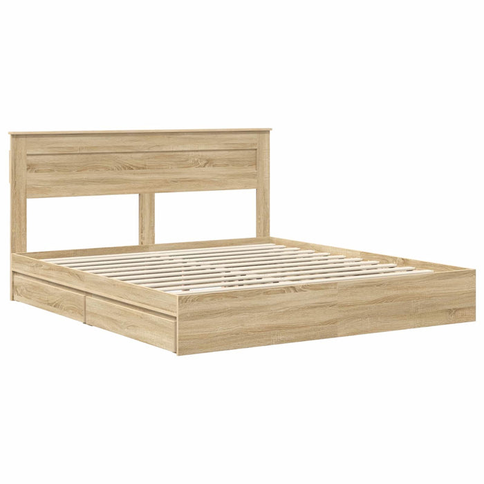 Pat cu storage Stejar Sonoma 180 x 200 cm Lemn compozit - WALTI WALTI