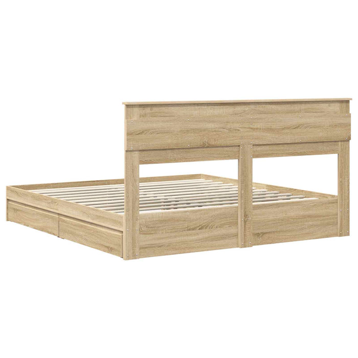 Pat cu storage Stejar Sonoma 180 x 200 cm Lemn compozit - WALTI WALTI