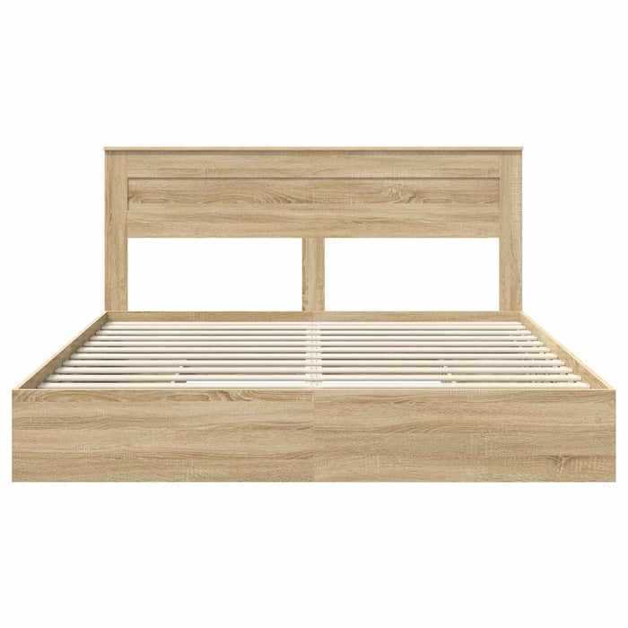 Pat cu storage Stejar Sonoma 180 x 200 cm Lemn compozit - WALTI WALTI