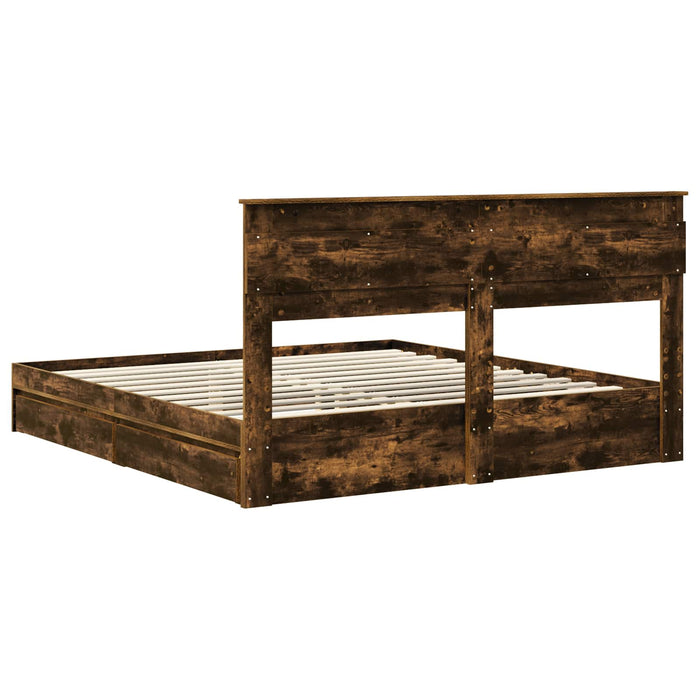 Pat cu storage Stejar fumuriu 180 x 200 cm Lemn compozit - WALTI WALTI