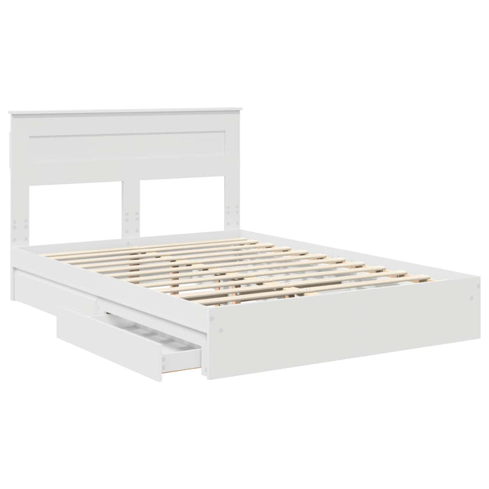 Pat cu storage cu headboard Alb 160 x 200 cm Lemn compozit - WALTI WALTI