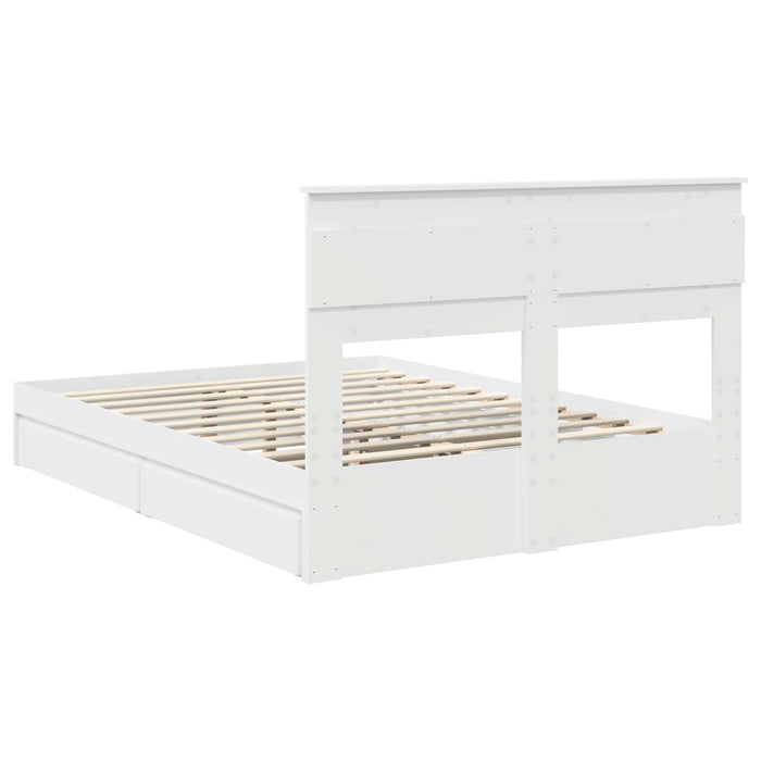 Pat cu storage cu headboard Alb 160 x 200 cm Lemn compozit - WALTI WALTI