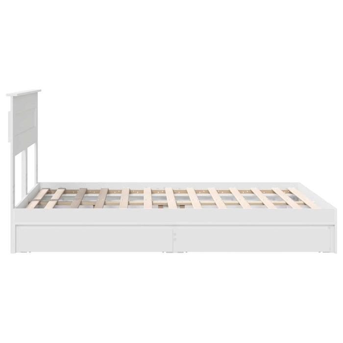 Pat cu storage cu headboard Alb 160 x 200 cm Lemn compozit - WALTI WALTI