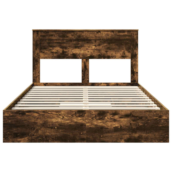 Pat cu storage Stejar fumuriu 160 x 200 cm Lemn compozit - WALTI WALTI