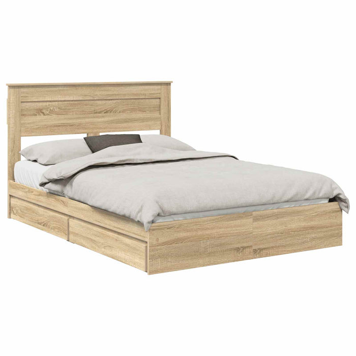 Pat cu storage Stejar Sonoma 150 x 200 cm Lemn prelucrat WALTI