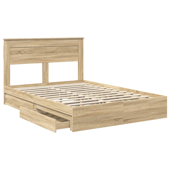 Pat cu storage Stejar Sonoma 150 x 200 cm Lemn prelucrat WALTI