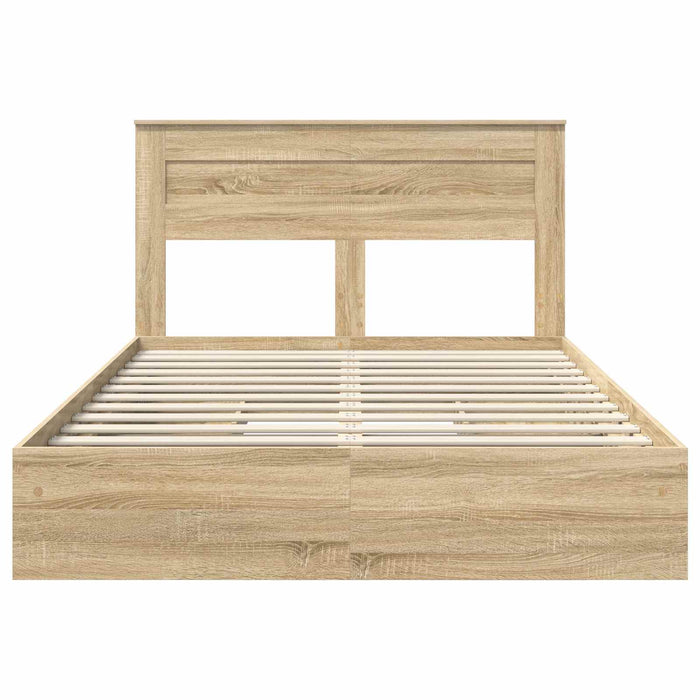 Pat cu storage Stejar Sonoma 150 x 200 cm Lemn prelucrat WALTI