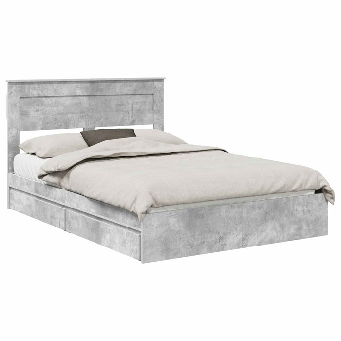 Cadru de pat cu sertar Gri din beton 150 x 200 cm Lemn compozit - WALTI WALTI