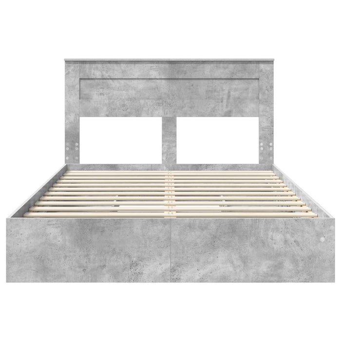 Cadru de pat cu sertar Gri din beton 150 x 200 cm Lemn compozit - WALTI WALTI