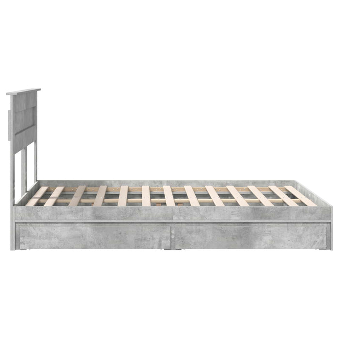 Cadru de pat cu sertar Gri din beton 150 x 200 cm Lemn compozit - WALTI WALTI