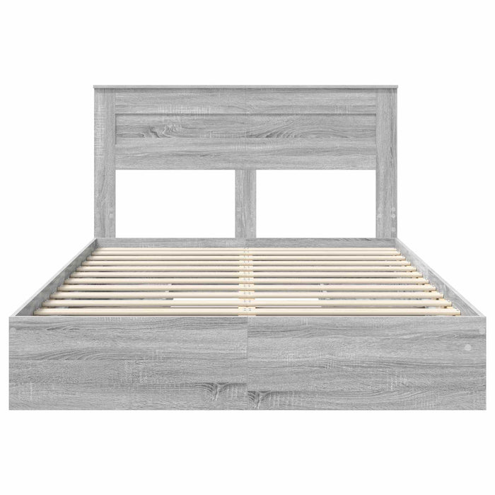 Cadru de pat cu sertar Gri Sonoma 150 x 200 cm Lemn compozit - WALTI WALTI