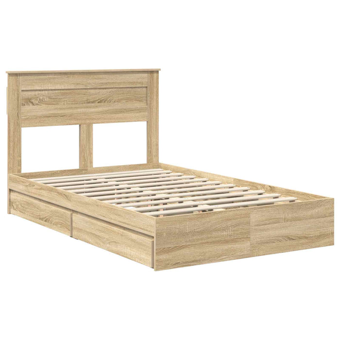 Pat cu storage Stejar Sonoma 135 x 190 cm Lemn compozit - WALTI WALTI