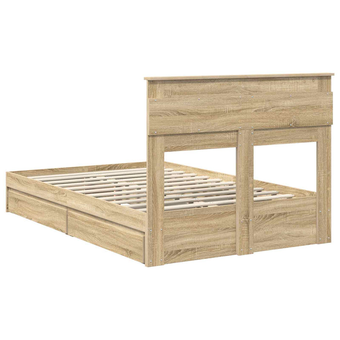 Pat cu storage Stejar Sonoma 135 x 190 cm Lemn compozit - WALTI WALTI