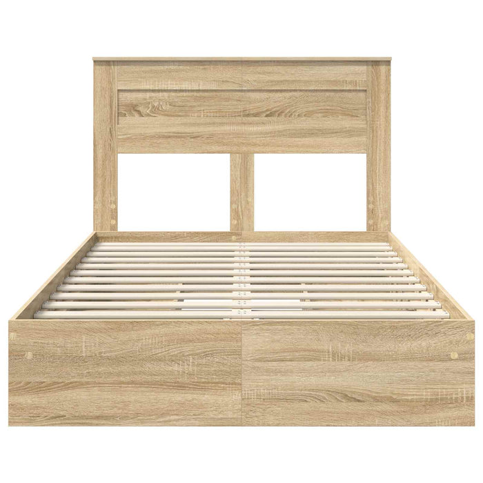 Pat cu storage Stejar Sonoma 135 x 190 cm Lemn compozit - WALTI WALTI