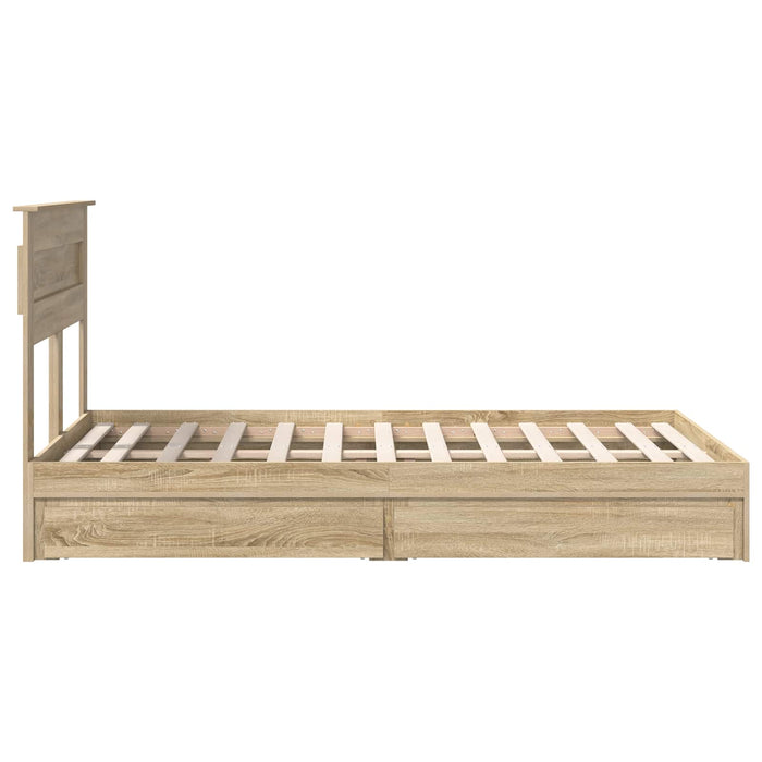 Pat cu storage Stejar Sonoma 135 x 190 cm Lemn compozit - WALTI WALTI