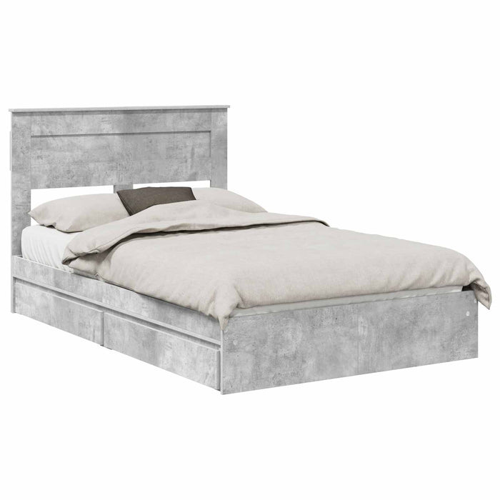 Cadru de pat cu sertar Gri din beton 135 x 190 cm Lemn compozit - WALTI WALTI