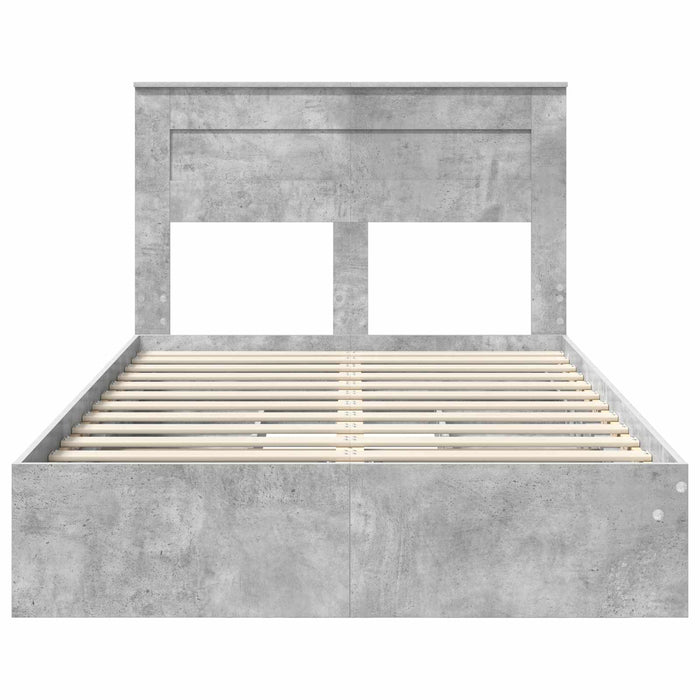 Cadru de pat cu sertar Gri din beton 135 x 190 cm Lemn compozit - WALTI WALTI