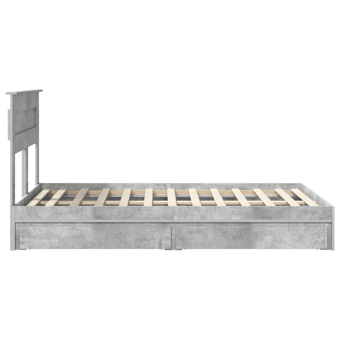 Cadru de pat cu sertar Gri din beton 135 x 190 cm Lemn compozit - WALTI WALTI