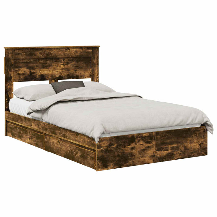 Cadru de pat Manual Stejar fumuriu 135 x 190 cm Lemn compozit - WALTI WALTI