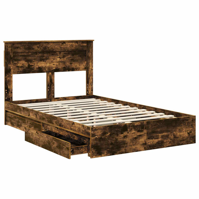 Cadru de pat Manual Stejar fumuriu 135 x 190 cm Lemn compozit - WALTI WALTI
