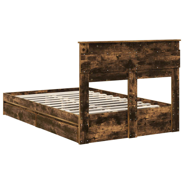 Cadru de pat Manual Stejar fumuriu 135 x 190 cm Lemn compozit - WALTI WALTI
