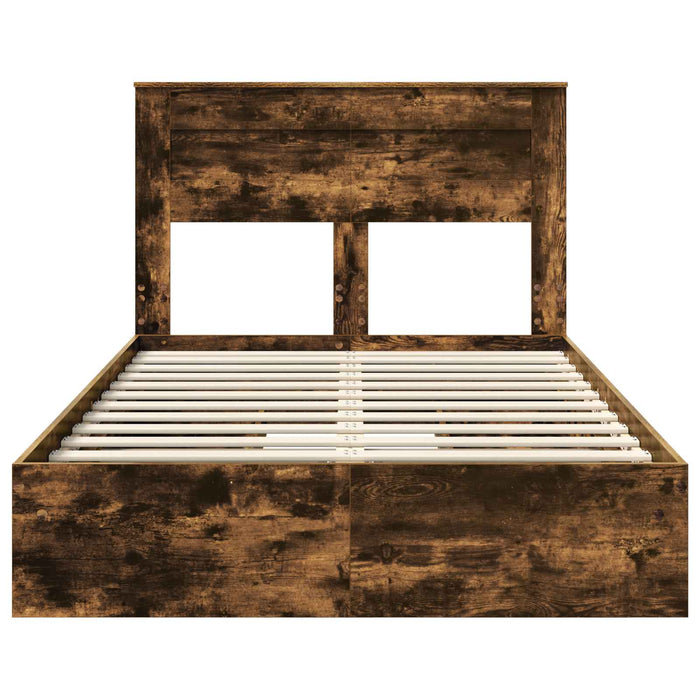 Cadru de pat Manual Stejar fumuriu 135 x 190 cm Lemn compozit - WALTI WALTI