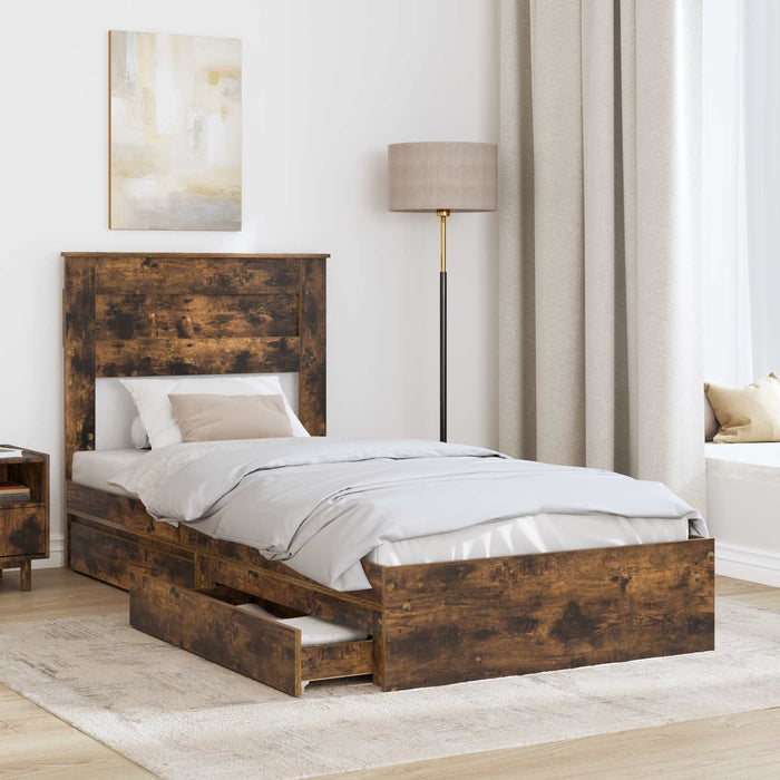 Cadru de pat Manual Stejar fumuriu 100 x 200 cm Lemn compozit - WALTI WALTI