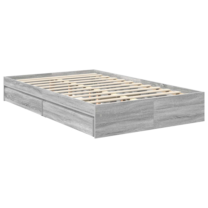 Cadru de pat cu sertar Gri Sonoma 100 x 200 cm Lemn compozit - WALTI WALTI