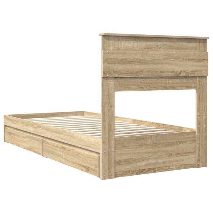 Cadru de pat cu sertar Stejar Sonoma 90 x 190 cm Lemn compozit - WALTI WALTI