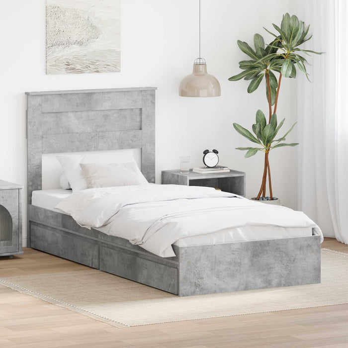 Cadru de pat cu sertar Gri din beton 90 x 190 cm Lemn compozit - WALTI WALTI
