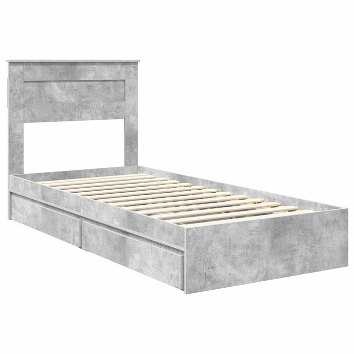 Cadru de pat cu sertar Gri din beton 90 x 190 cm Lemn compozit - WALTI WALTI