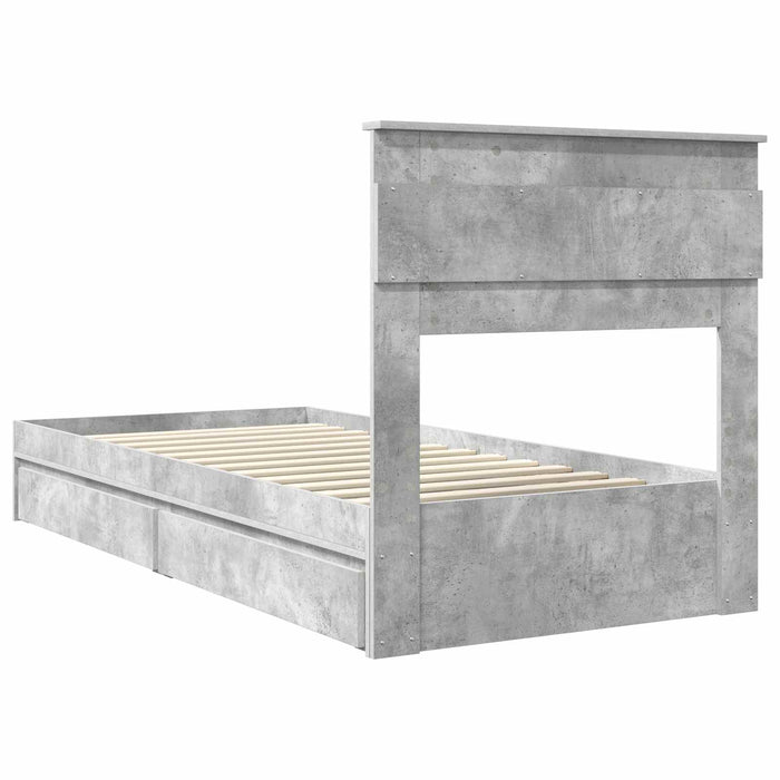 Cadru de pat cu sertar Gri din beton 75 x 190 cm Lemn compozit - WALTI WALTI