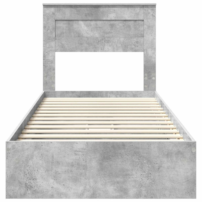 Cadru de pat cu sertar Gri din beton 75 x 190 cm Lemn compozit - WALTI WALTI