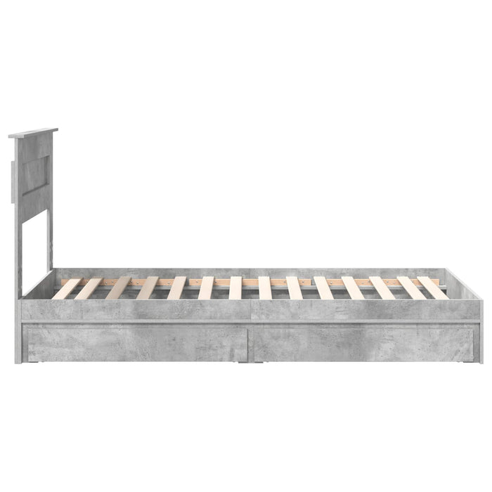 Cadru de pat cu sertar Gri din beton 75 x 190 cm Lemn compozit - WALTI WALTI