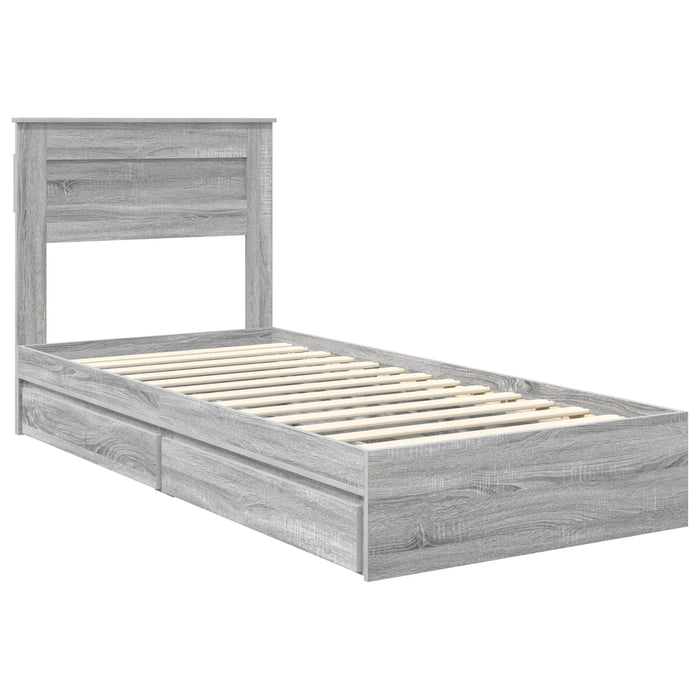 Cadru de pat cu sertar Gri Sonoma 75 x 190 cm Lemn compozit - WALTI WALTI