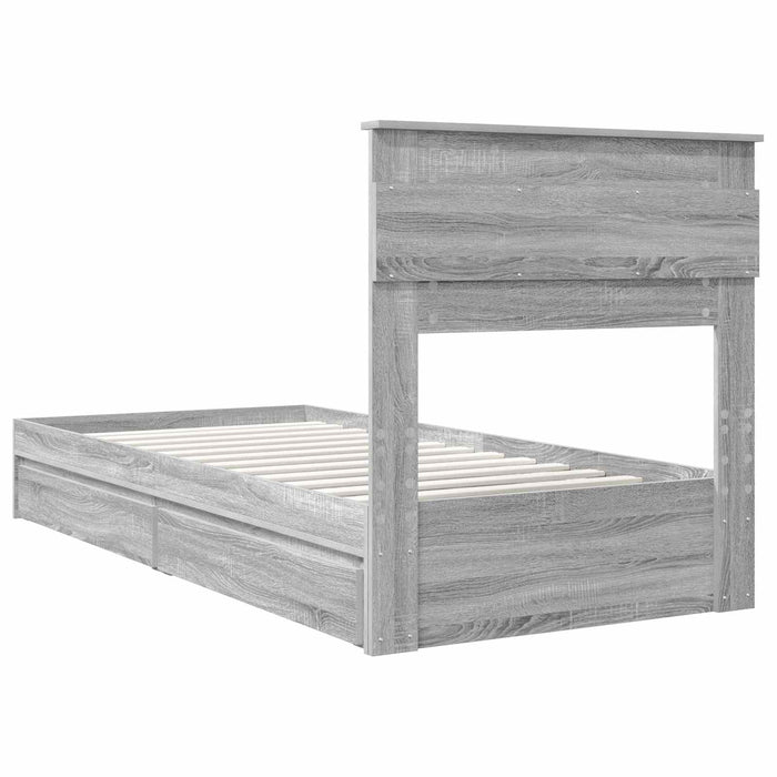 Cadru de pat cu sertar Gri Sonoma 75 x 190 cm Lemn compozit - WALTI WALTI