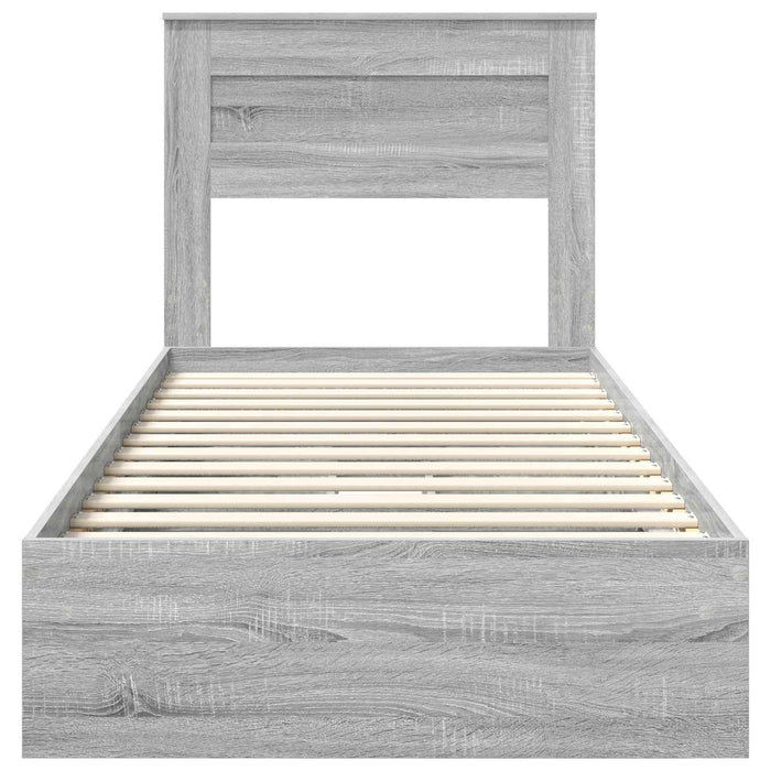 Cadru de pat cu sertar Gri Sonoma 75 x 190 cm Lemn compozit - WALTI WALTI