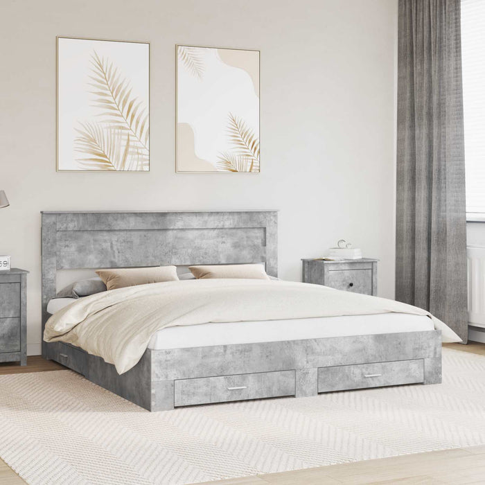 Cadru de pat cu sertar cu headboard cu depozitare Lemn compozit - WALTI WALTI