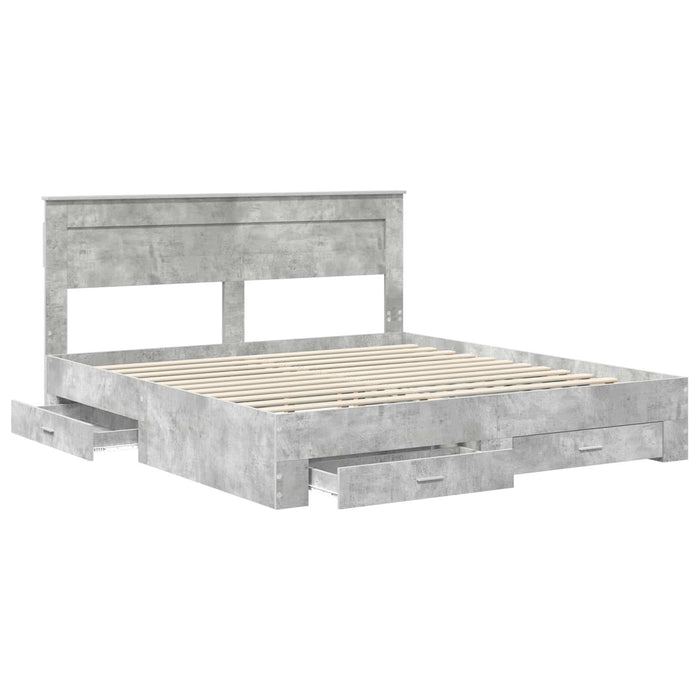Cadru de pat cu sertar cu headboard cu depozitare Lemn compozit - WALTI WALTI