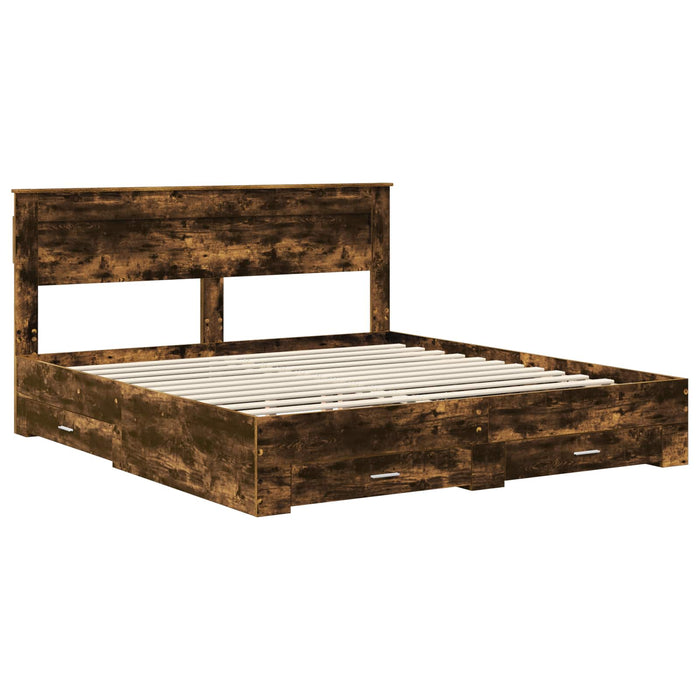 Cadru de pat cu sertar cu headboard cu depozitare Lemn compozit - WALTI WALTI