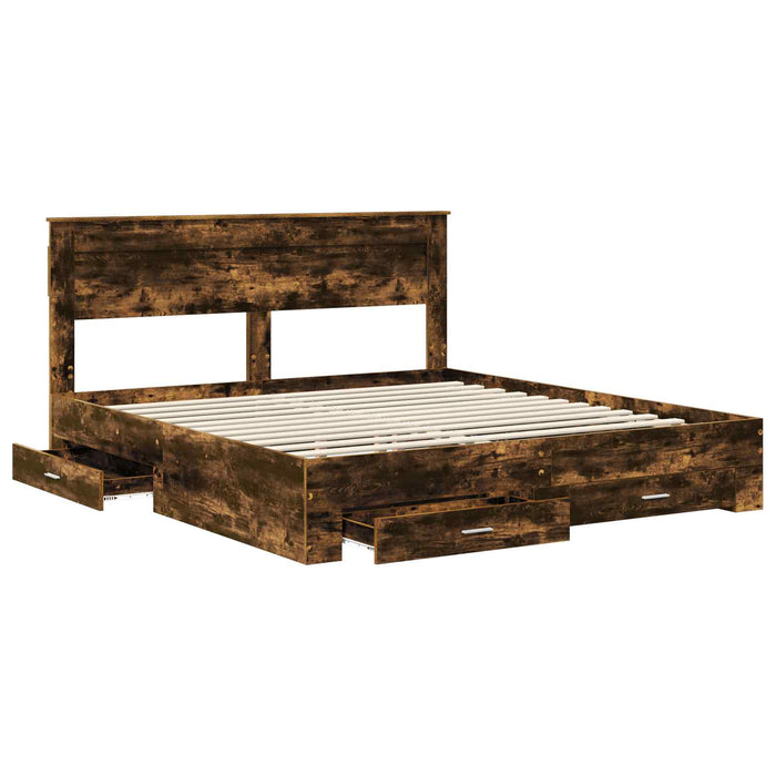 Cadru de pat cu sertar cu headboard cu depozitare Lemn compozit - WALTI WALTI