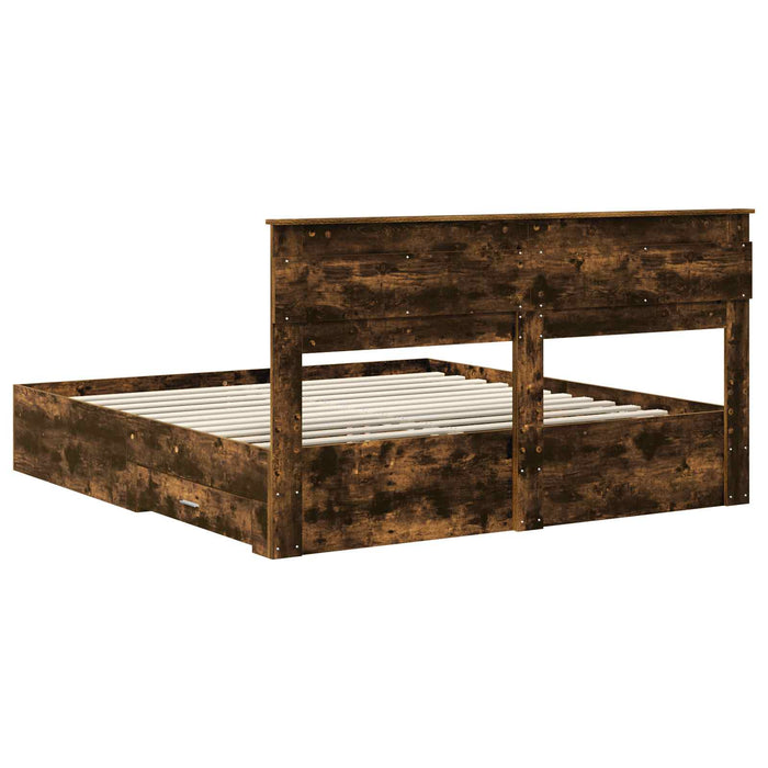 Cadru de pat cu sertar cu headboard cu depozitare Lemn compozit - WALTI WALTI