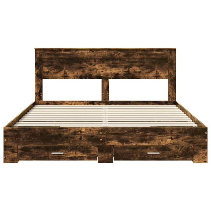 Cadru de pat cu sertar cu headboard cu depozitare Lemn compozit - WALTI WALTI