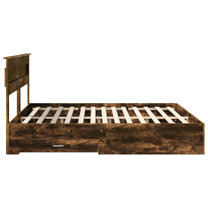 Cadru de pat cu sertar cu headboard cu depozitare Lemn compozit - WALTI WALTI