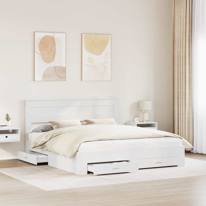 Cadru de pat cu sertar cu headboard cu depozitare Lemn compozit - WALTI WALTI
